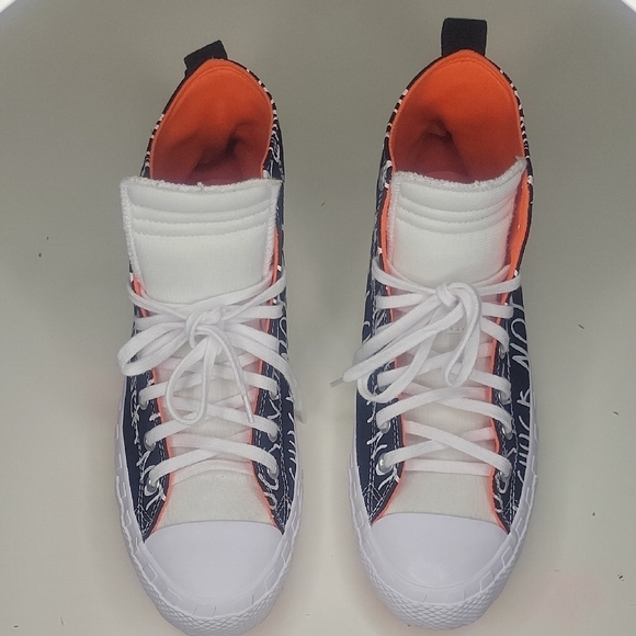 Converse Black and Orange High-Top Sneakers with Graffiti Print Sz 10.5 - Picture 3 of 10